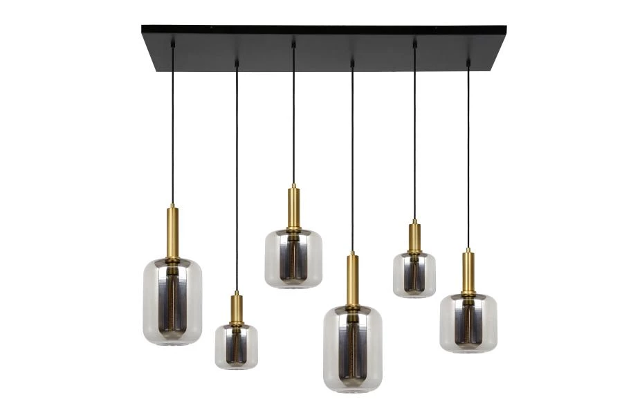 Lucide JOANET - Pendant light - 6xE27 - Smoke Grey - turned off